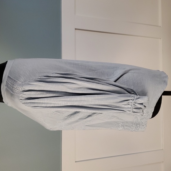 Democracy Embroidered Rayon Button Front Top S Smokey Blue - Picture 4 of 12